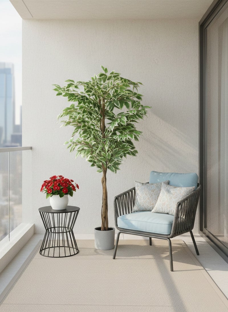 شاربدو شجرة فيكس صناعية متنوعة الألوان بطول 150 سم، نبات فيكس صناعي نابض بالحياة بجذع خشبي طبيعي، نبات أرضي صناعي سهل العناية لتزيين زاوية غرفة المعيشة أو المكتب المنزلي، مزروع في أصيص - Image 4